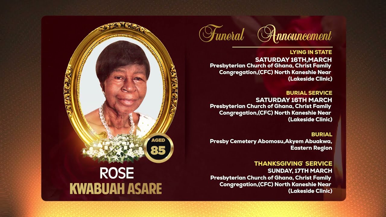 Rose Kwabuah Asare Funeral Announcement